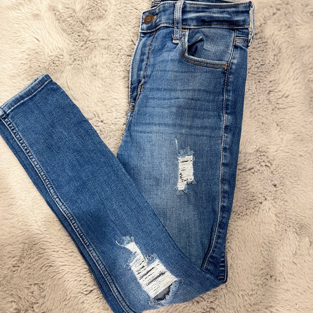 Hollister Blue Skinny Distressed Jeans